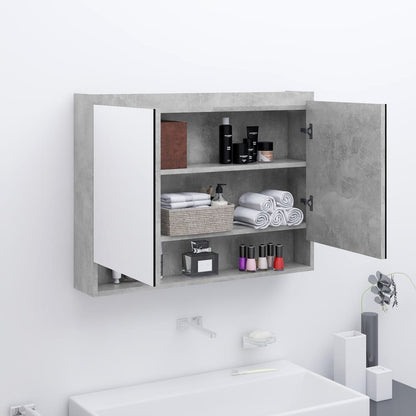 Badkamerkast Met Spiegel 80X15X60 Cm Mdf Betongrijs