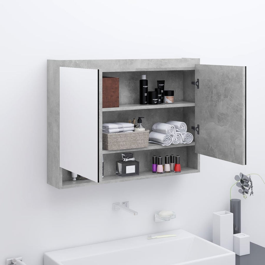 Badkamerkast Met Spiegel 80X15X60 Cm Mdf Betongrijs