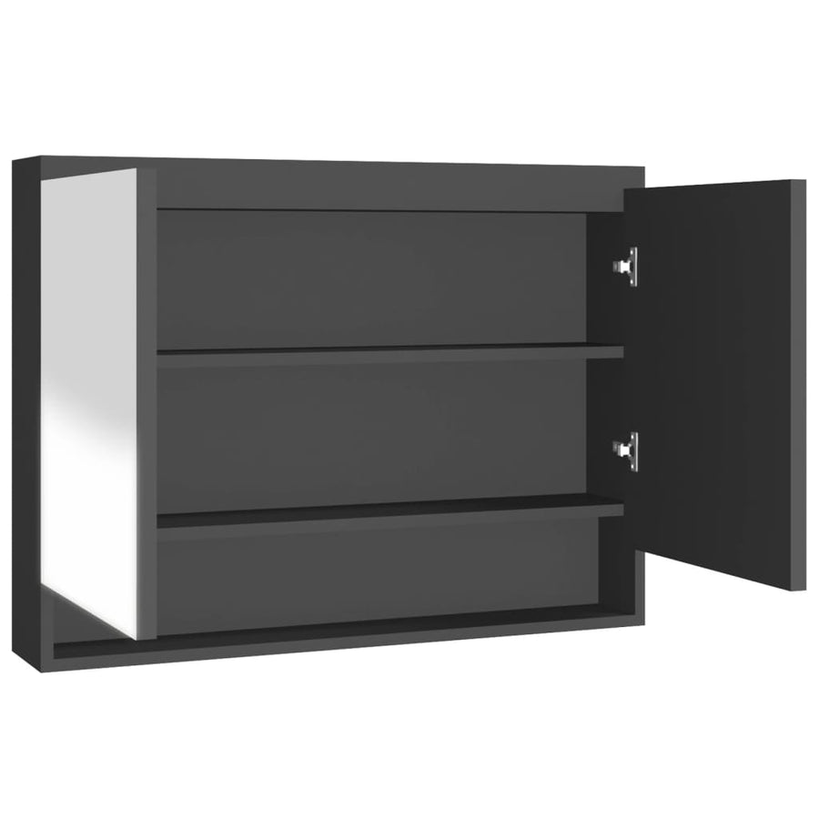Badkamerkast Met Spiegel 80X5X60 Cm Mdf Kleurig Antraciet