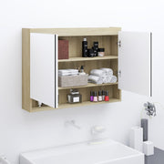 Badkamerkast met spiegel 80x15x60 cm MDF wit eiken
