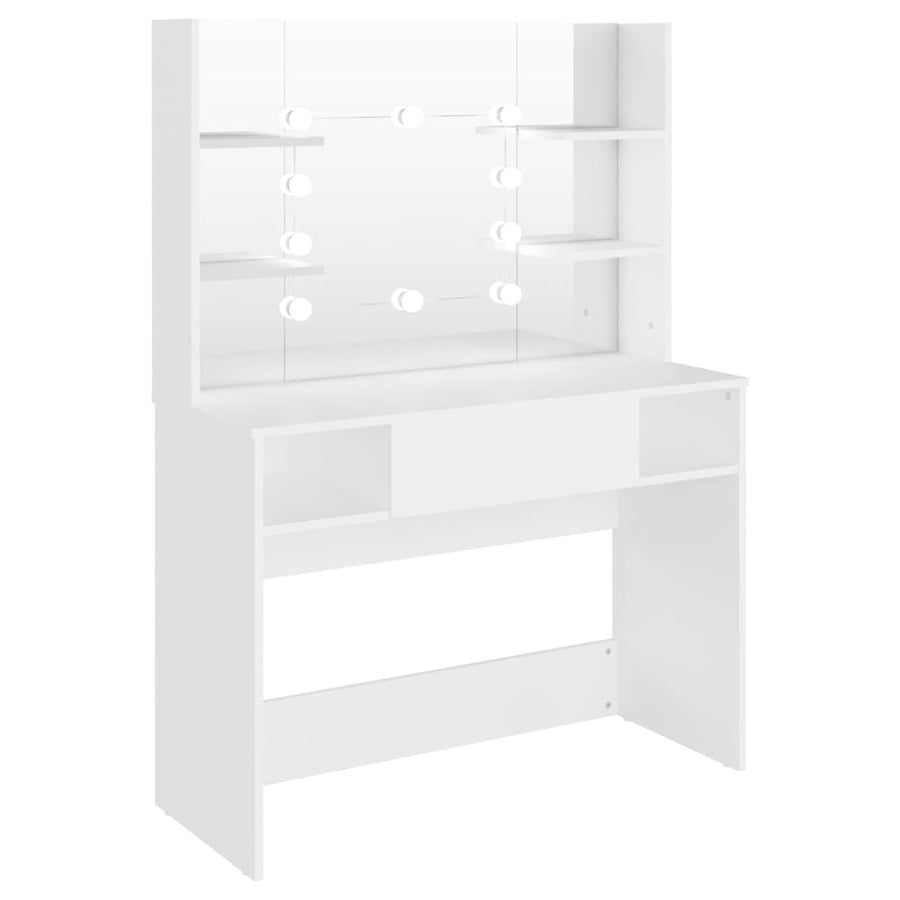 Kaptafel Met Led-Verlichting 00X40X35 Cm Mdf Wit