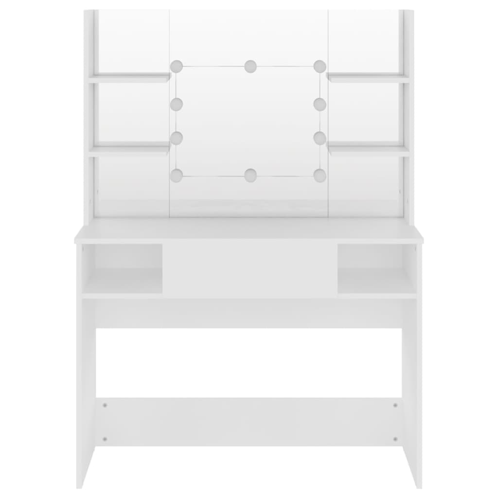 Kaptafel Met Led-Verlichting 00X40X35 Cm Mdf Wit