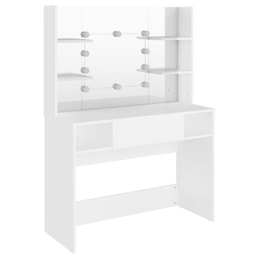 Kaptafel Met Led-Verlichting 00X40X35 Cm Mdf Wit