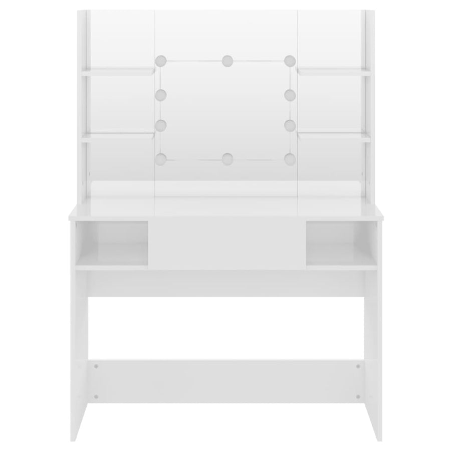 Kaptafel Met Led-Verlichting 00X40X35 Cm Mdf Glanzend wit