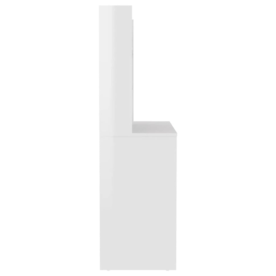 Kaptafel Met Led-Verlichting 00X40X35 Cm Mdf Glanzend wit