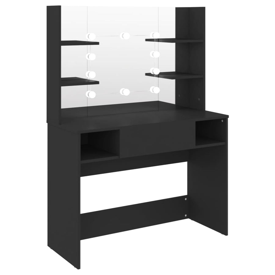 Kaptafel Met Led-Verlichting 00X40X35 Cm Mdf Zwart