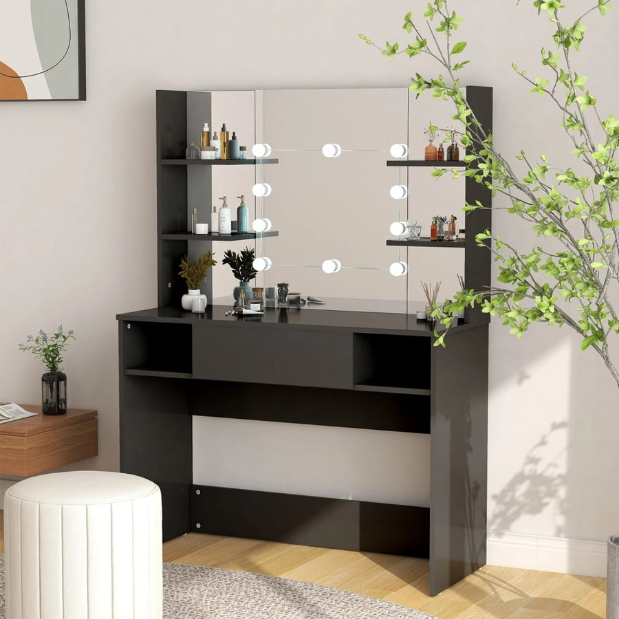 Kaptafel Met Led-Verlichting 00X40X35 Cm Mdf Zwart