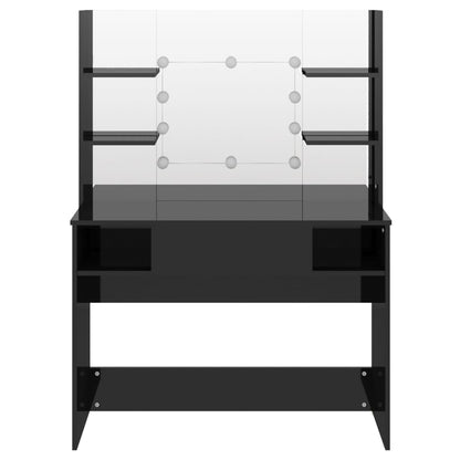 Kaptafel Met Led-Verlichting 00X40X35 Cm Mdf Glanzend zwart