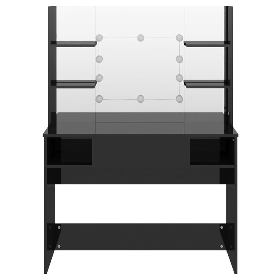 Kaptafel Met Led-Verlichting 00X40X35 Cm Mdf Glanzend zwart
