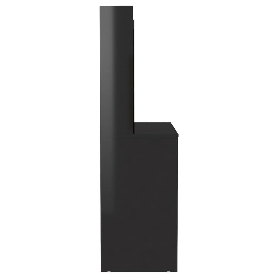 Kaptafel Met Led-Verlichting 00X40X35 Cm Mdf Glanzend zwart