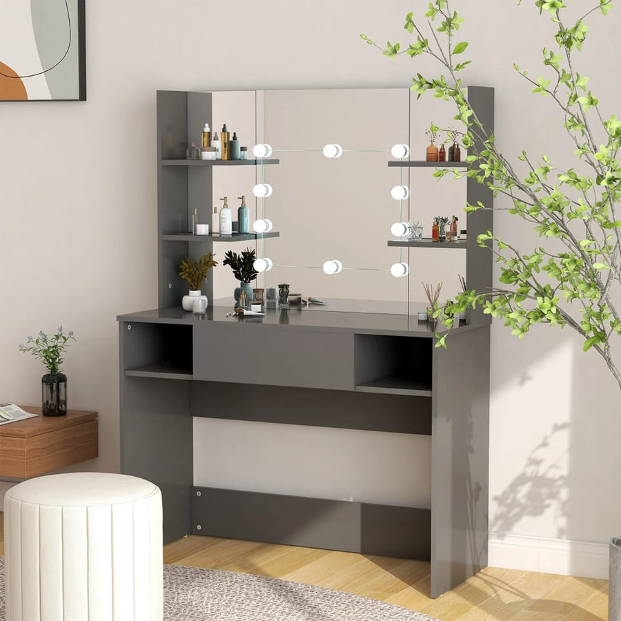 Kaptafel Met Led-Verlichting 00X40X35 Cm Mdf Grijs