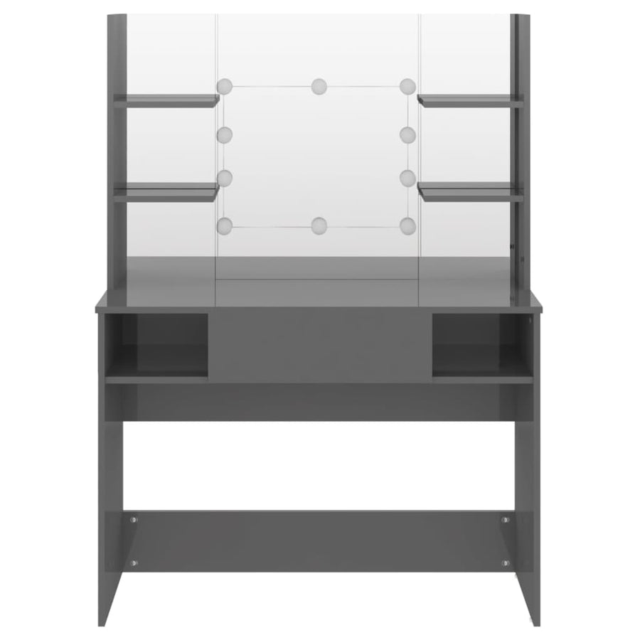 Kaptafel Met Led-Verlichting 00X40X35 Cm Mdf Glanzend grijs