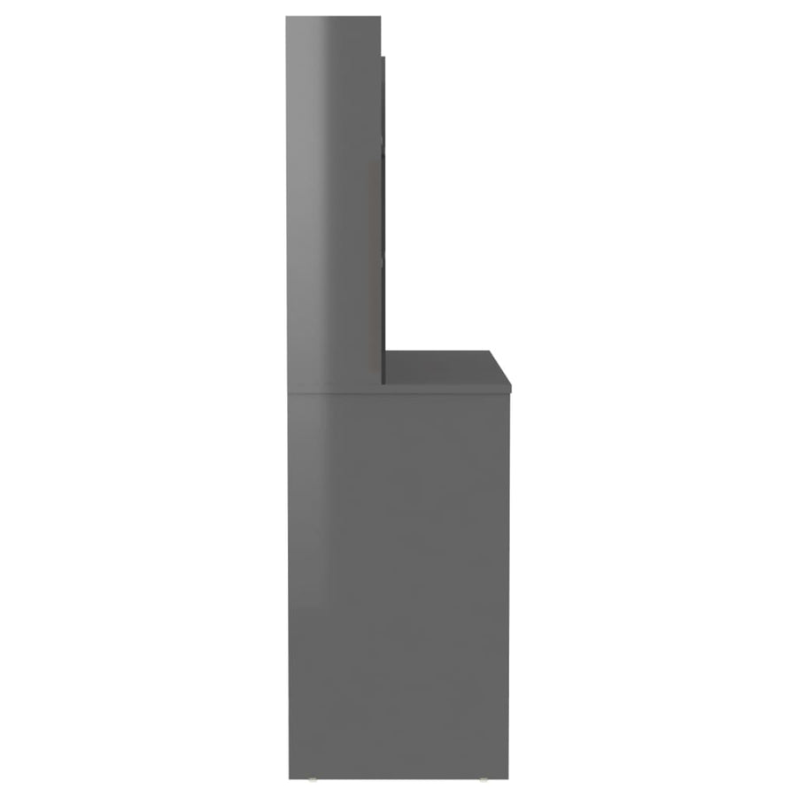 Kaptafel Met Led-Verlichting 00X40X35 Cm Mdf Glanzend grijs