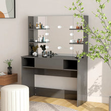 Kaptafel Met Led-Verlichting 00X40X35 Cm Mdf Glanzend grijs