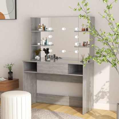 Kaptafel Met Led-Verlichting 00X40X35 Cm Mdf Betongrijs