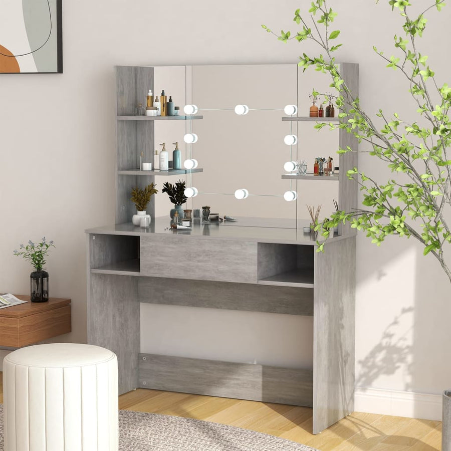 Kaptafel Met Led-Verlichting 00X40X35 Cm Mdf Betongrijs
