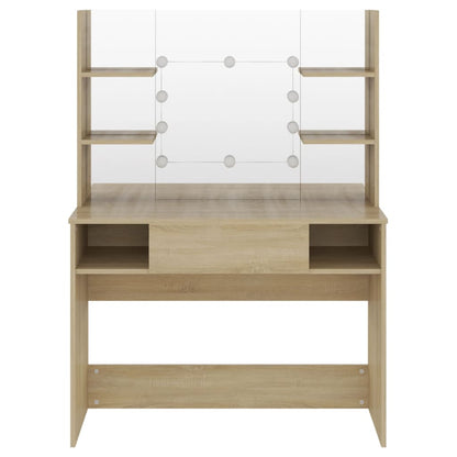 Kaptafel Met Led-Verlichting 00X40X35 Cm Mdf Eikenkleurig Bruin