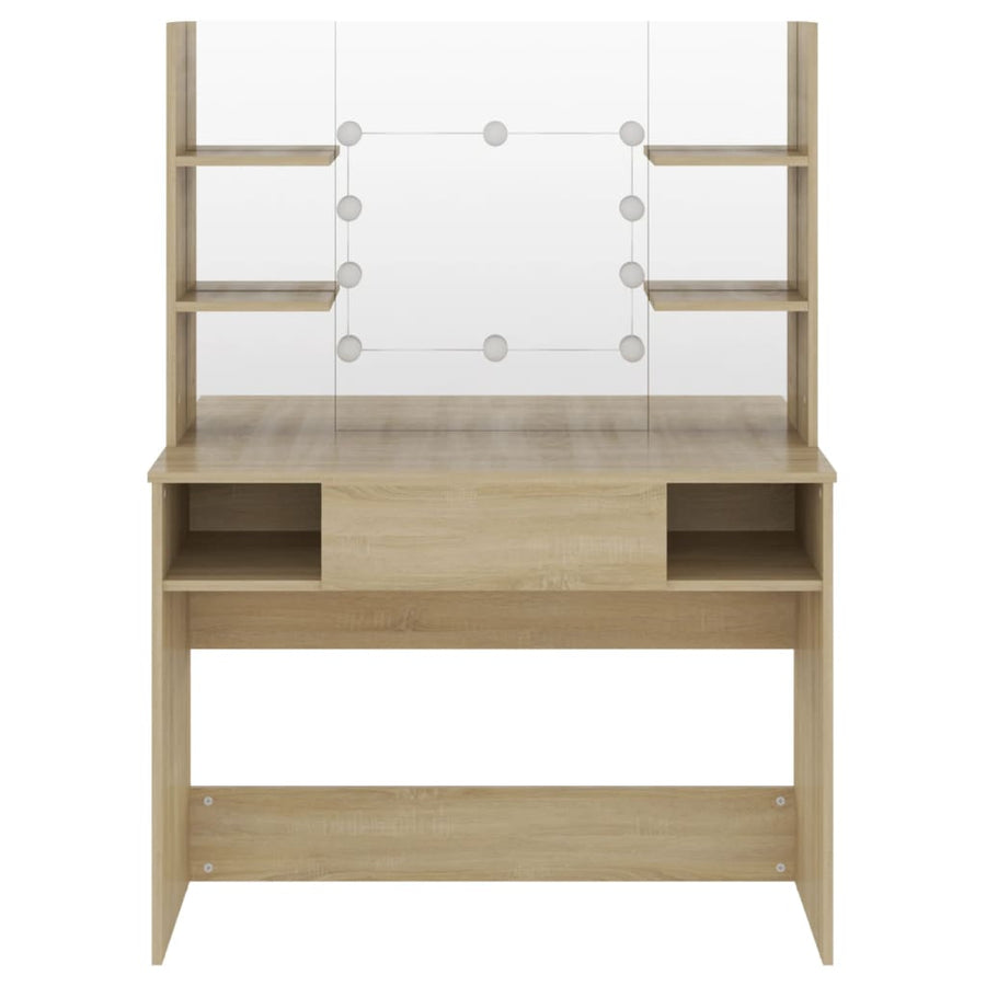 Kaptafel Met Led-Verlichting 00X40X35 Cm Mdf Eikenkleurig Bruin