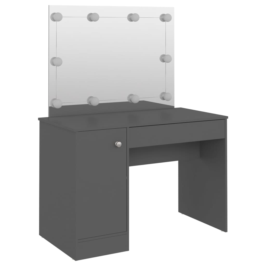 Kaptafel met LED-verlichting 110x55x145 cm MDF grijs