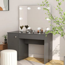 Kaptafel met LED-verlichting 110x55x145 cm MDF grijs