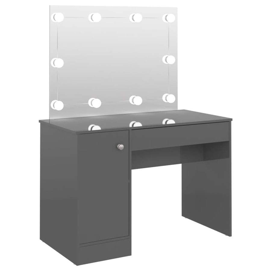 Kaptafel Met Led's 110X55X145 Cm Mdf Glanzend Grijs