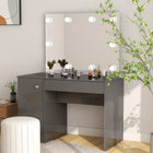 Kaptafel 110x55x145 cm MDF glanzend grijs met LED