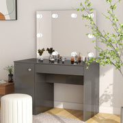 Kaptafel 110x55x145 cm MDF glanzend grijs met LED