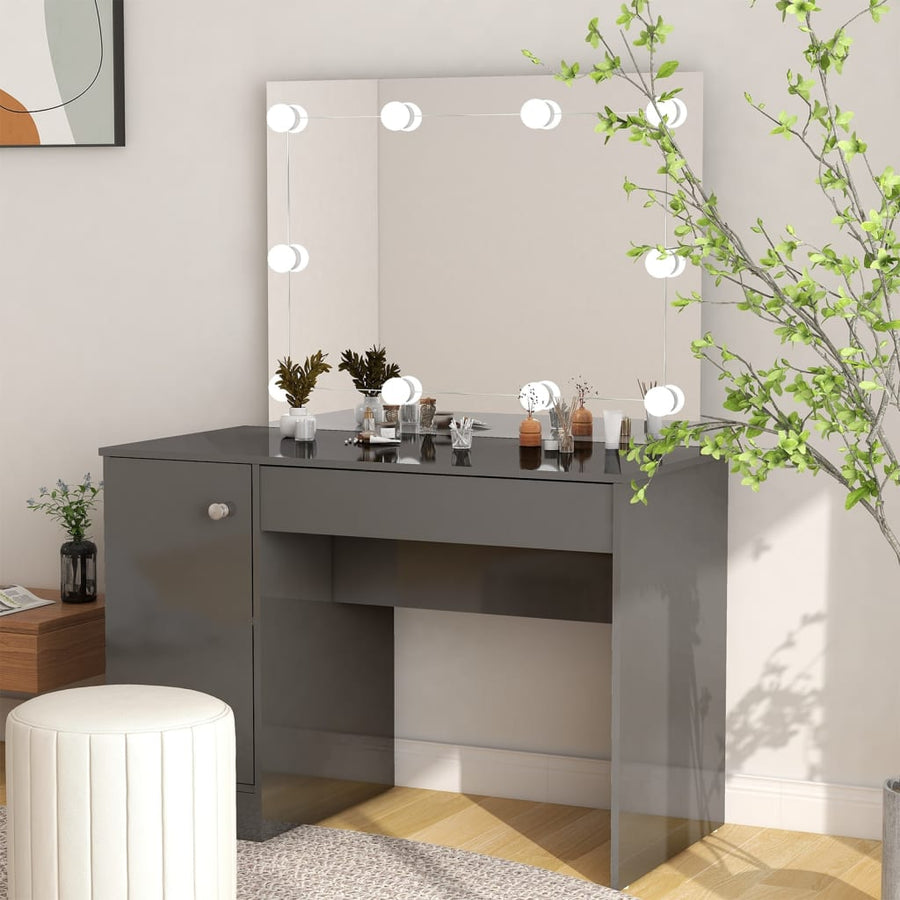 Kaptafel Met Led's 110X55X145 Cm Mdf Glanzend Grijs