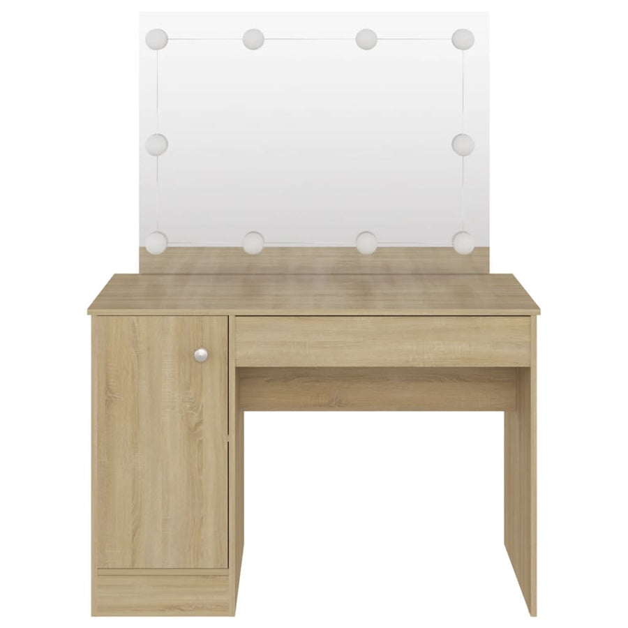 Kaptafel met LED-verlichting 110x55x145 cm MDF eikenkleurig