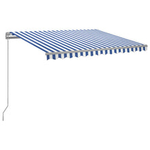 Luifel Handmatig Uittrekbaar Met Led 300 x 250 cm Blauw en wit