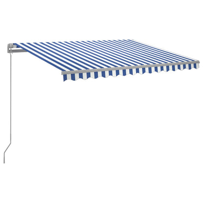 Luifel Handmatig Uittrekbaar Met Led 300 x 250 cm Blauw en wit
