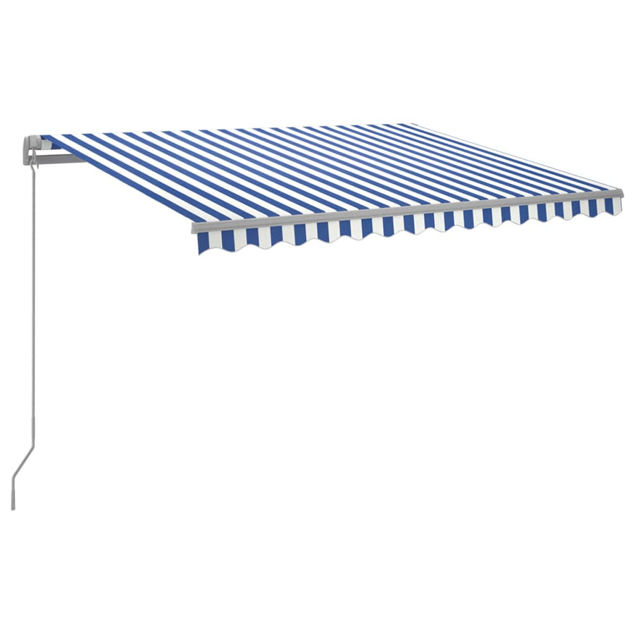Luifel Handmatig Uittrekbaar Met Led 300 x 250 cm Blauw en wit