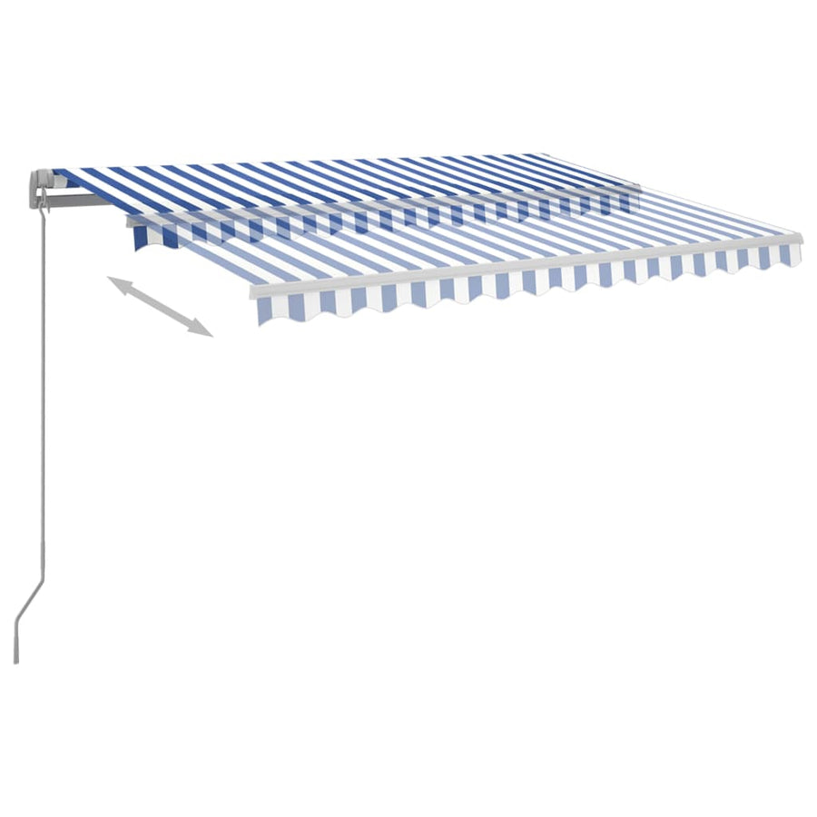Luifel Handmatig Uittrekbaar Met Led 300 x 250 cm Blauw en wit