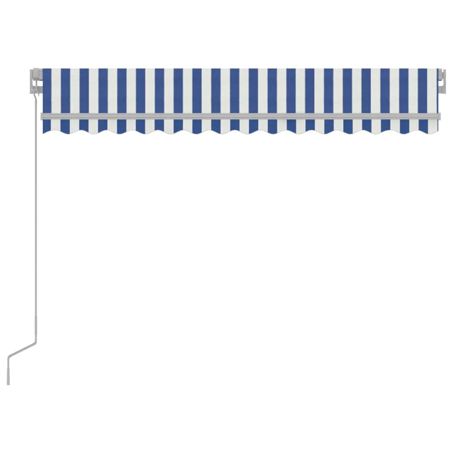 Luifel Handmatig Uittrekbaar Met Led 300 x 250 cm Blauw en wit