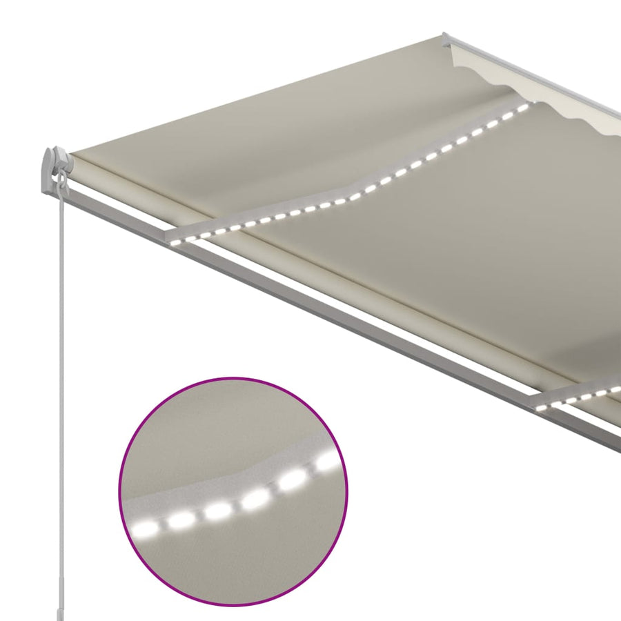 Luifel Handmatig Uittrekbaar Met Led Kleurig 300 x 250 cm crème
