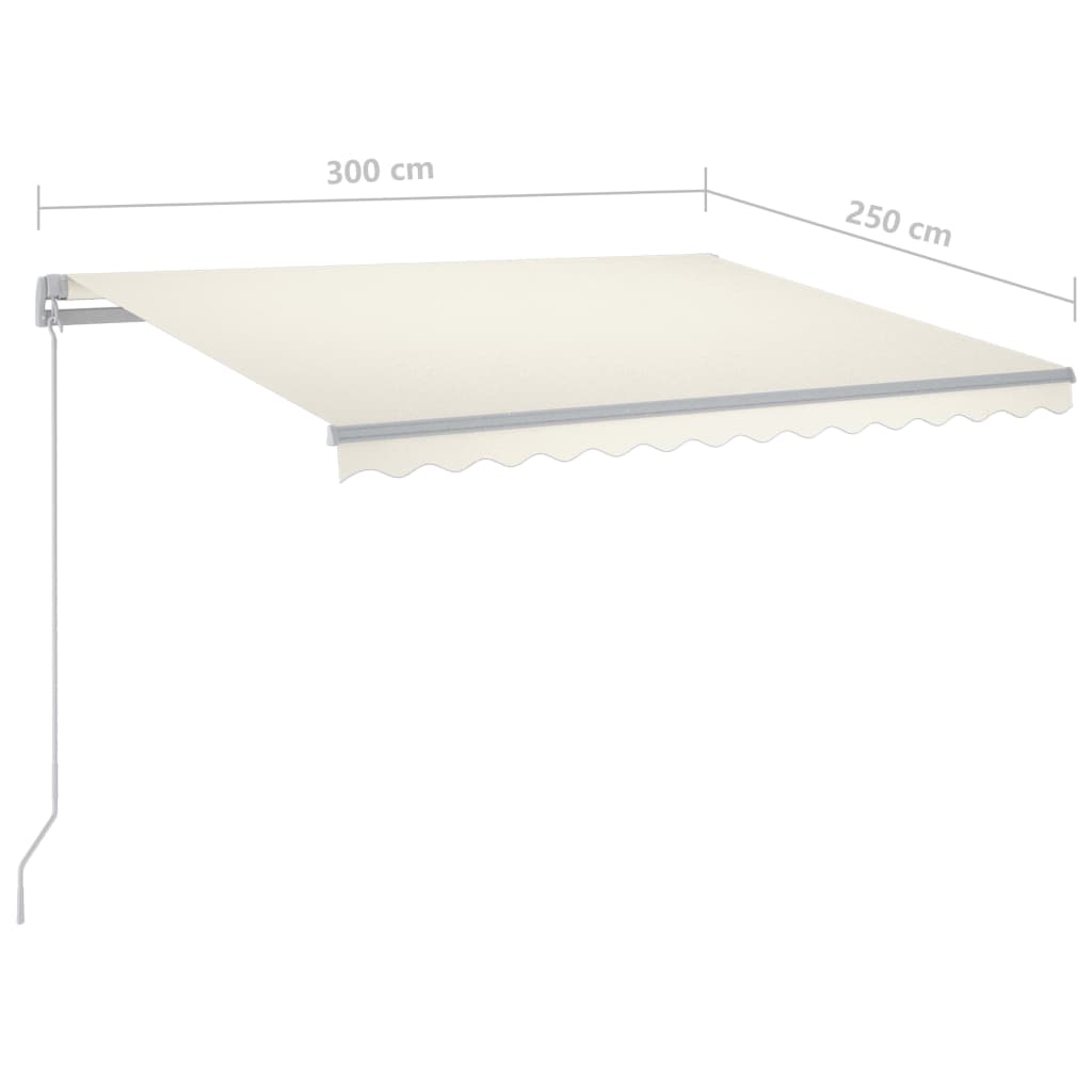 Luifel Handmatig Uittrekbaar Met Led Kleurig 300 x 250 cm crème