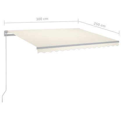 Luifel Handmatig Uittrekbaar Met Led Kleurig 300 x 250 cm crème