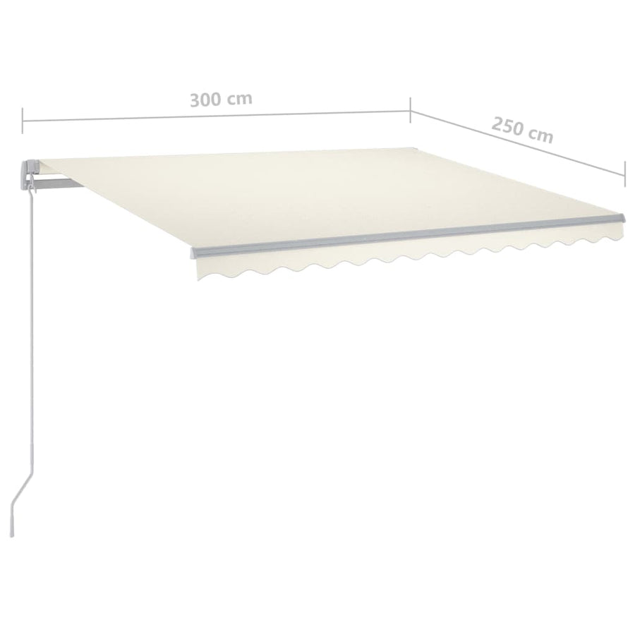 Luifel Handmatig Uittrekbaar Met Led Kleurig 300 x 250 cm crème