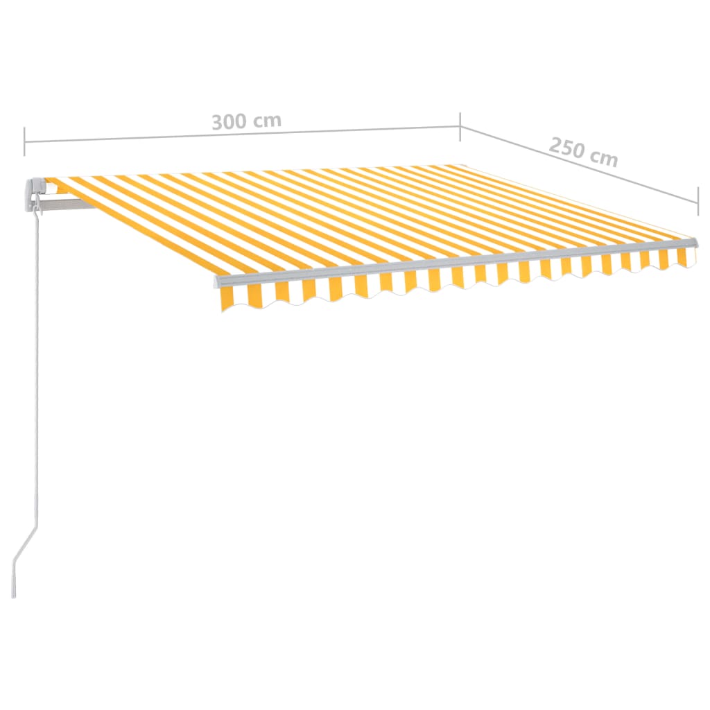 Luifel Handmatig Uittrekbaar Met Led 300 x 250 cm Geel en wit