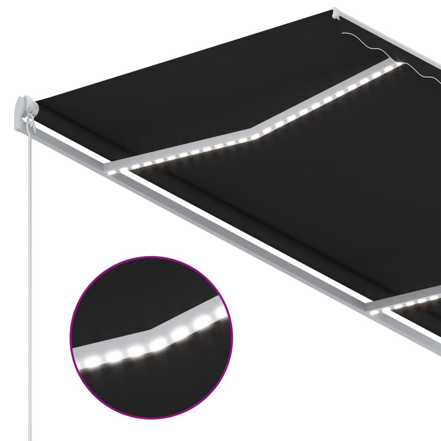 Luifel Handmatig Uittrekbaar Met Led Kleur 300 x 250 cm Antraciet