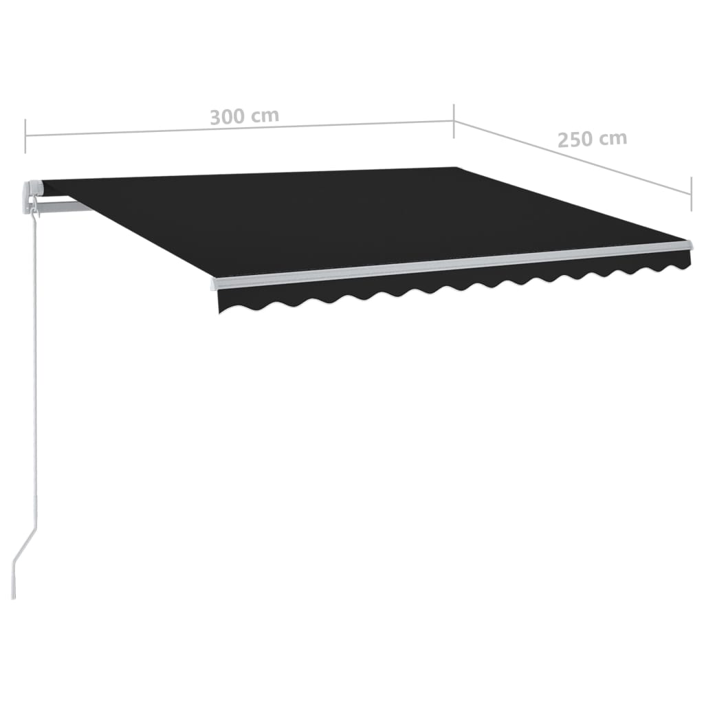 Luifel Handmatig Uittrekbaar Met Led Kleur 300 x 250 cm Antraciet