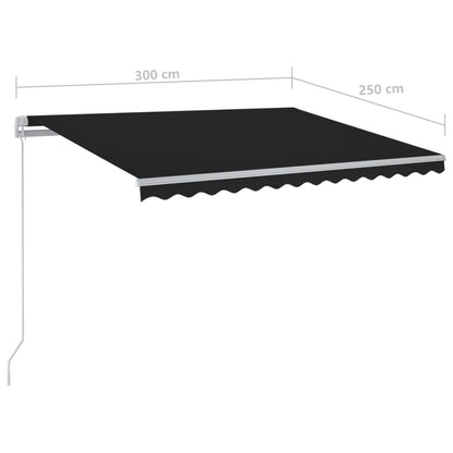 Luifel Handmatig Uittrekbaar Met Led Kleur 300 x 250 cm Antraciet