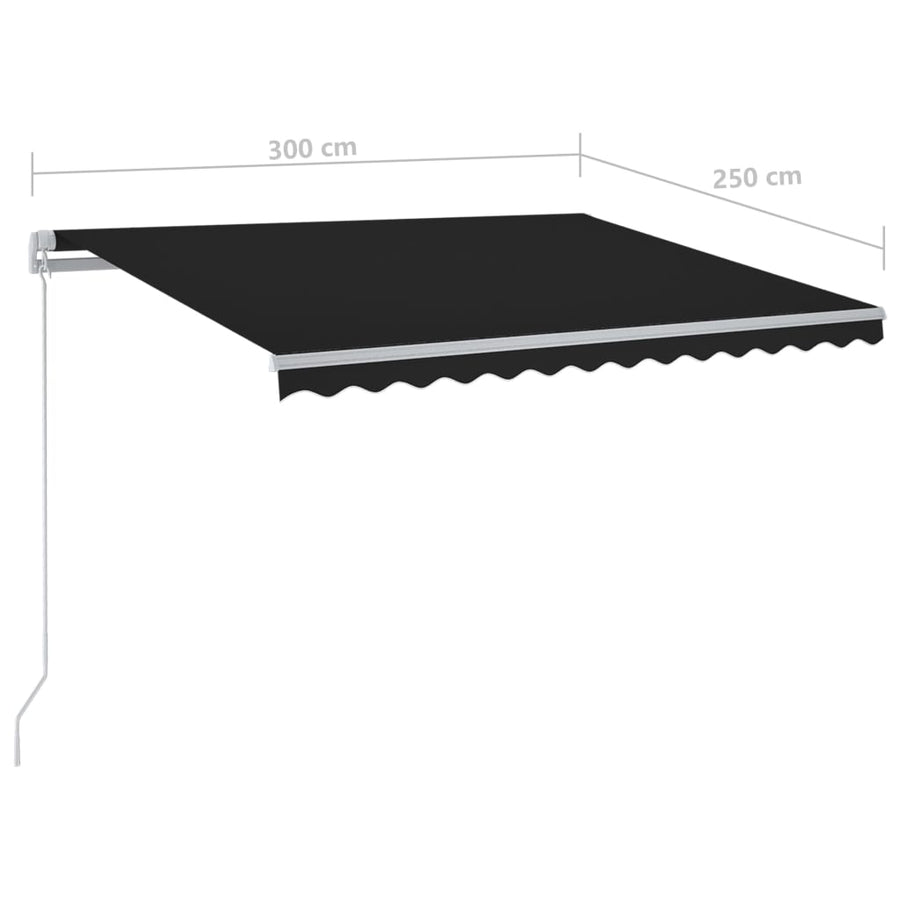 Luifel Handmatig Uittrekbaar Met Led Kleur 300 x 250 cm Antraciet