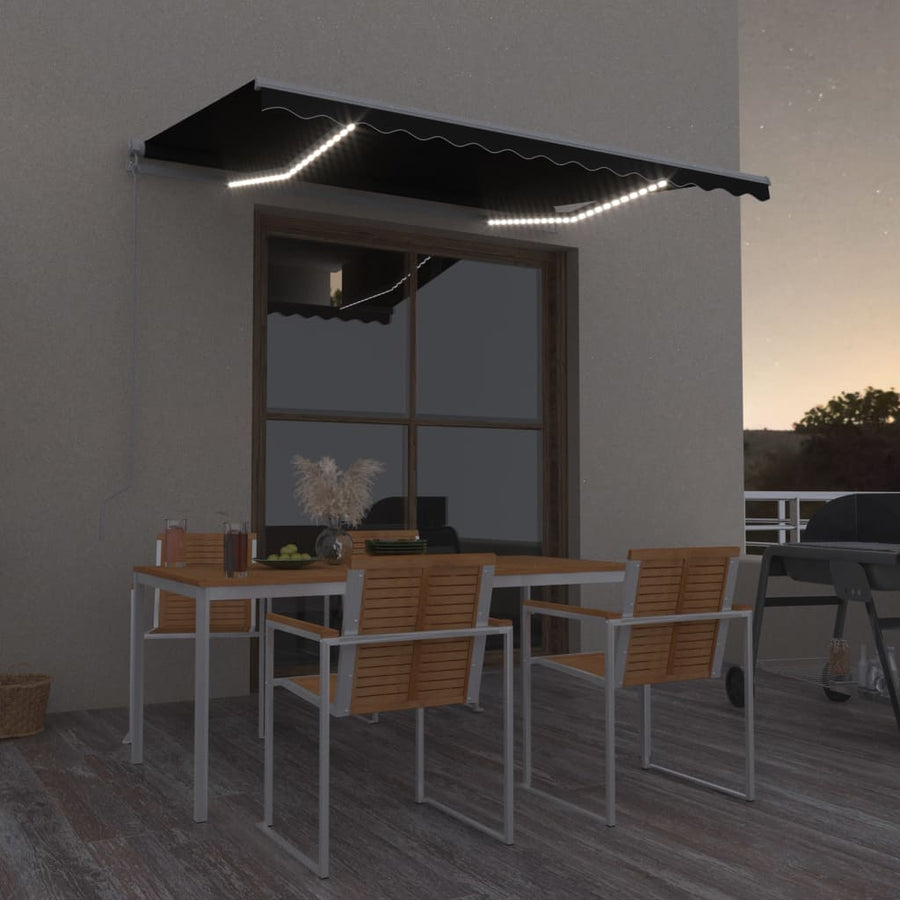Luifel Handmatig Uittrekbaar Met Led Kleur 300 x 250 cm Antraciet