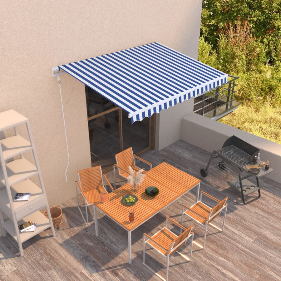 Luifel Automatisch Uittrekbaar 300 x 250 cm Blauw en wit