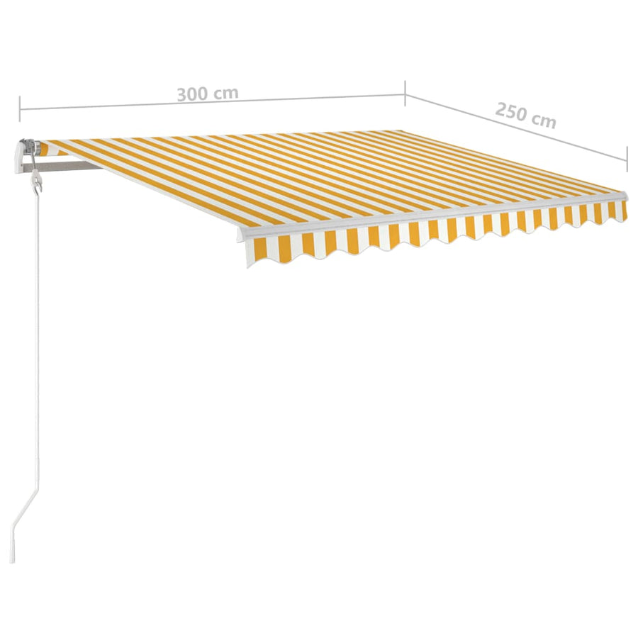 Luifel Automatisch Met Led En Windsensor 300 x 250 cm Geel en wit