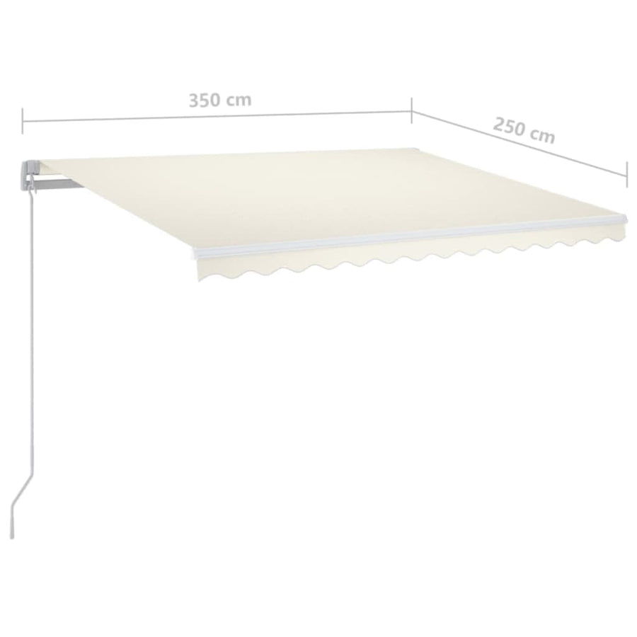 Luifel Handmatig Uittrekbaar Met Led Kleurig 350 x 250 cm Crème