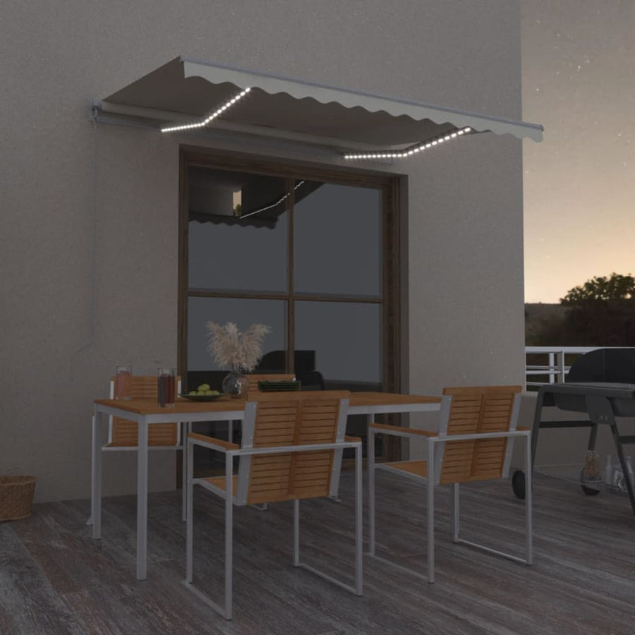 Luifel Handmatig Uittrekbaar Met Led Kleurig 350 x 250 cm Crème