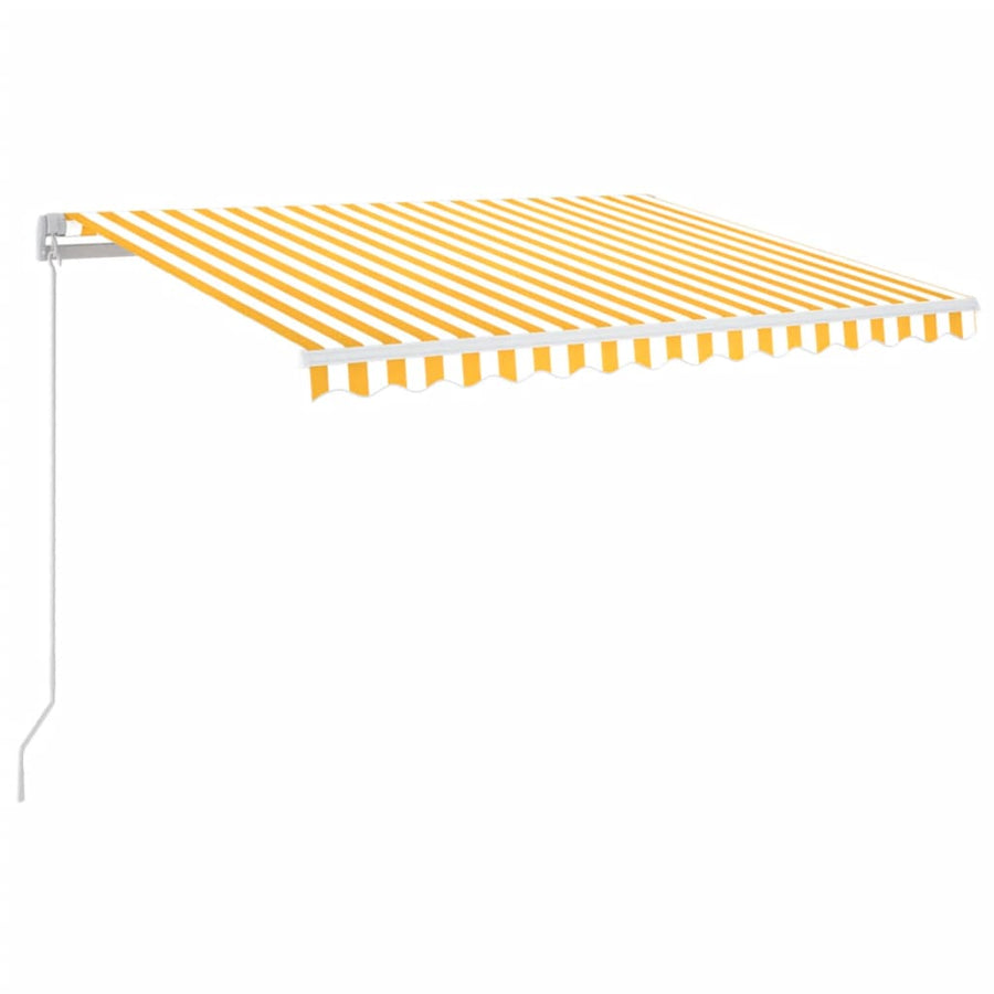 Luifel Handmatig Uittrekbaar Met Led 350 x 250 cm Geel en wit