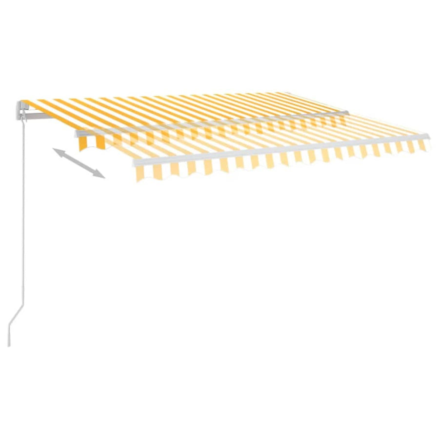 Luifel Handmatig Uittrekbaar Met Led 350 x 250 cm Geel en wit
